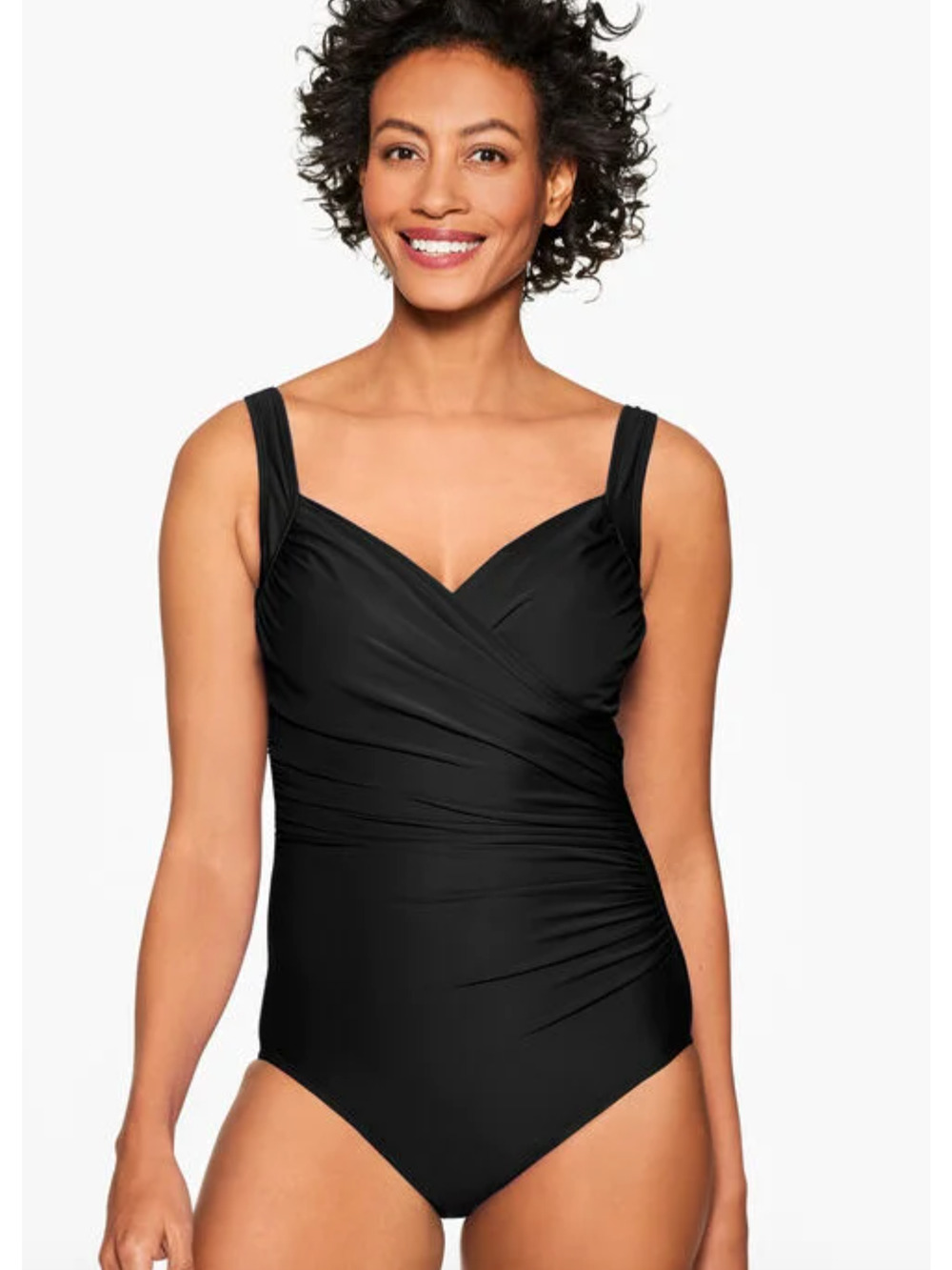 NWT MIRACLESUIT X TALBOTS BLACK SANIBEL ONE PIECE SWIMSUIT SZ 8